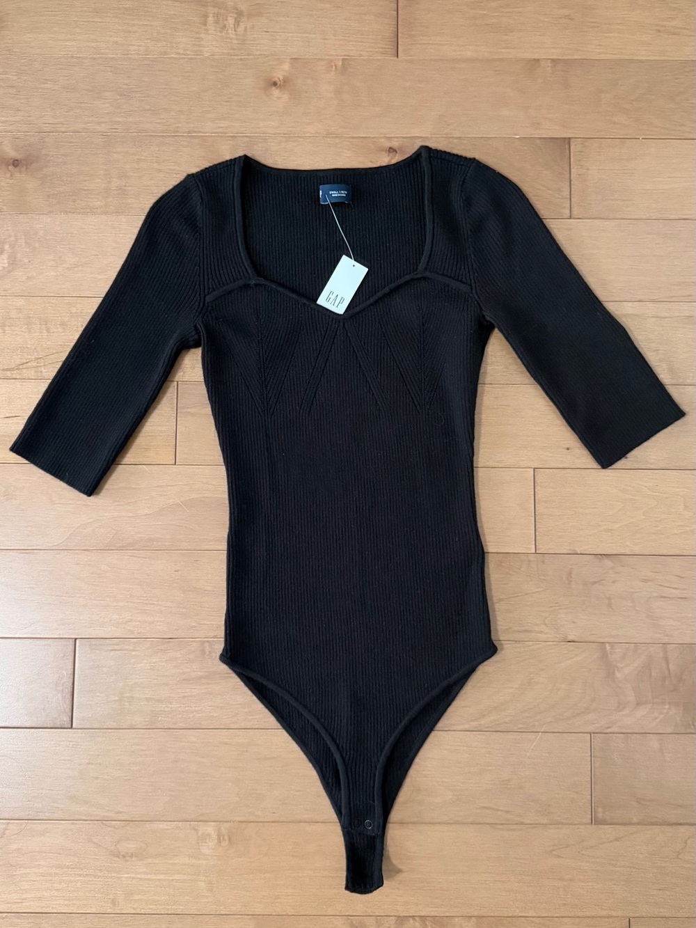 NWT - GAP Black Ribbed One-Piece Bodysuit | Size Small